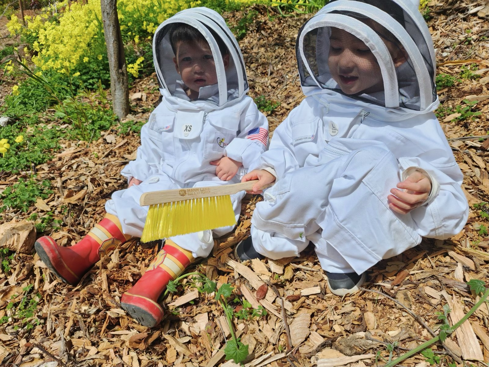 Meet the family - kids in bee suits